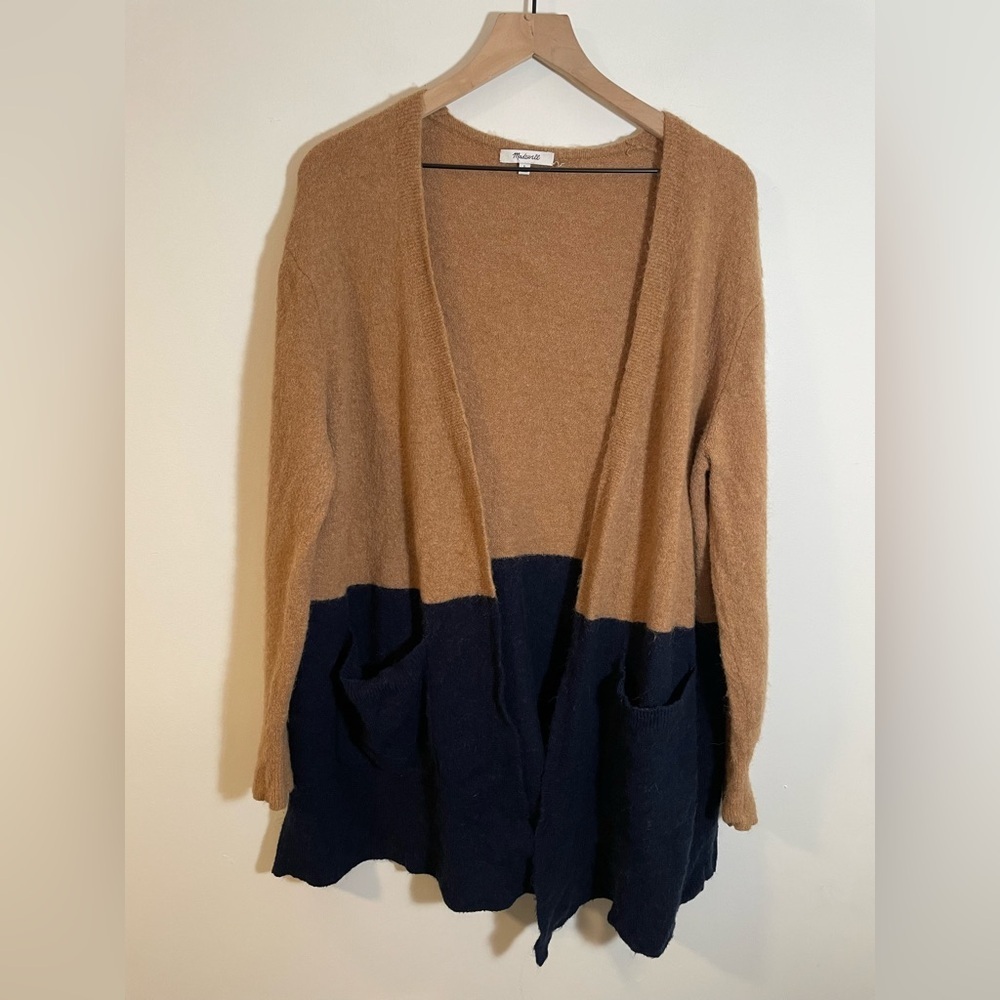 Madewell Classic Minimalist Capsule Kent Coziest Colorblock Cardigan Sweater Lg - Picture 2 of 8